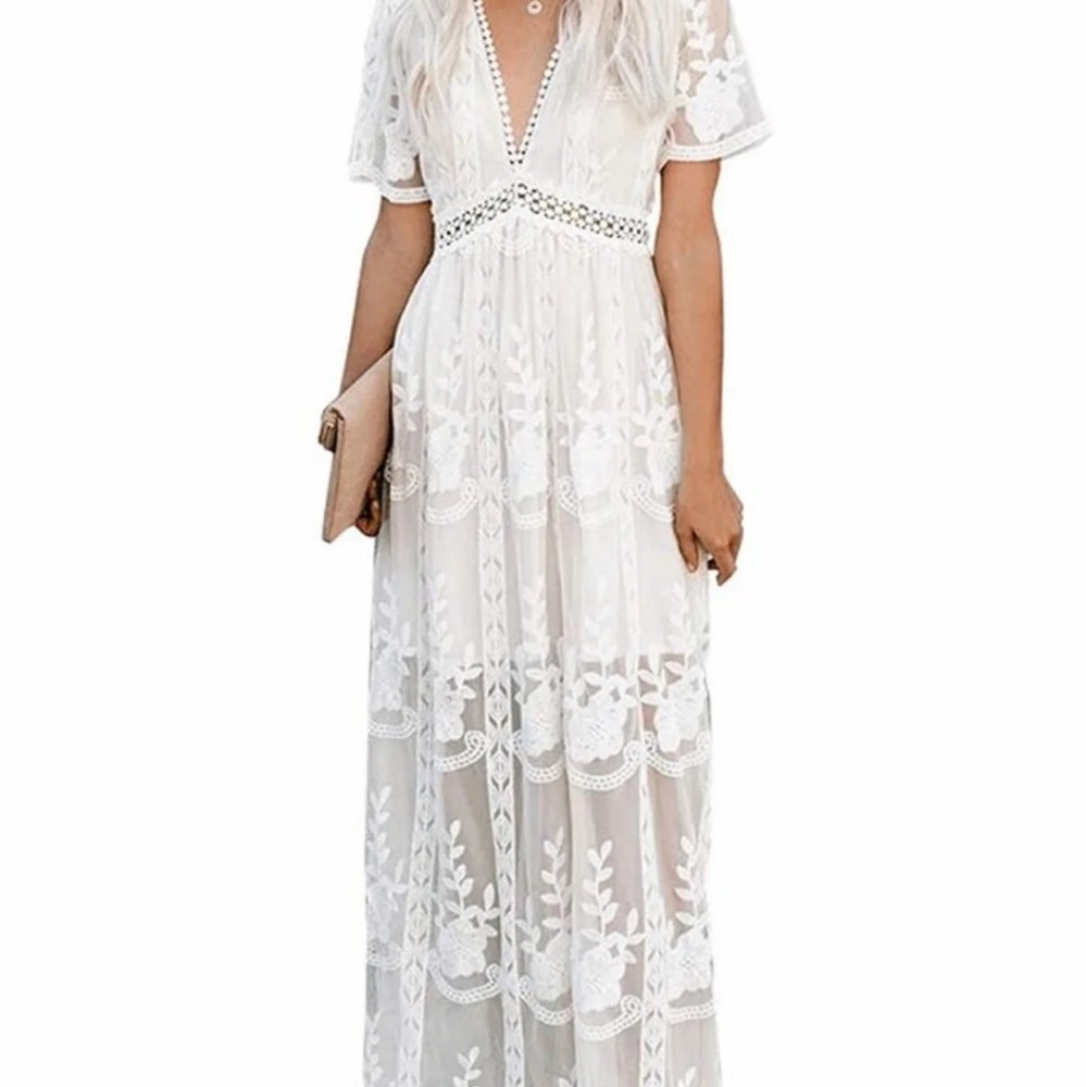 Boho White Lace Dress